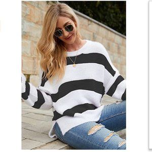 Women’s Stripe Color Block Short Sweater Long